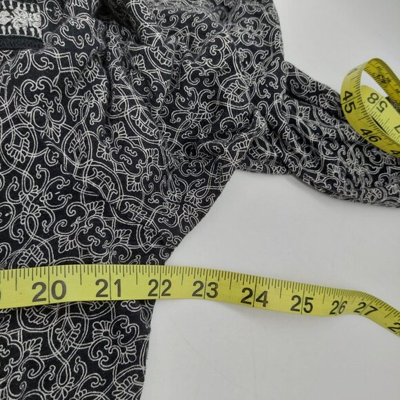 Lucky Brand Womens Shirt Size 1X Embroidered Tunic Black White V Neck Boho - Picture 4 of 8